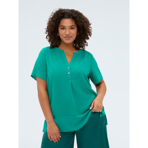 Fiorella Rubino - Camiseta de mezcla de lyocell con botones - Green Water