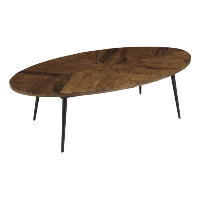 KIARA - Table basse ovale 135x70cm plateau chevrons