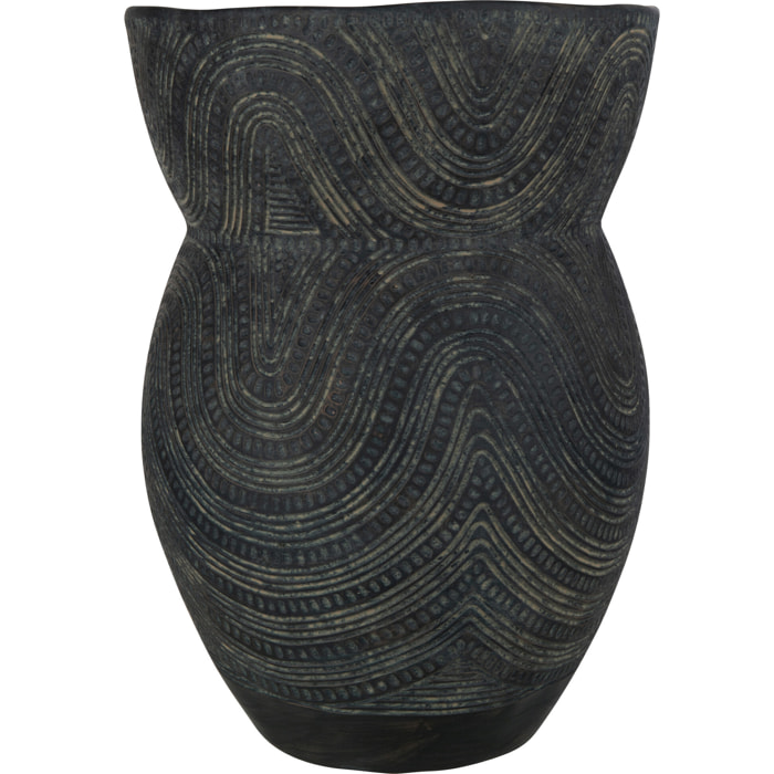 J-Line Vase Cercle Ciment Noir/Marron