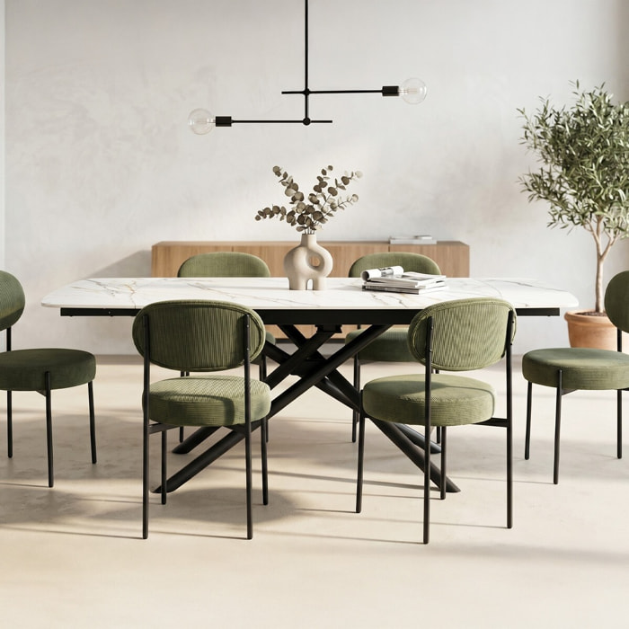 Table à manger extensible 6/8 couverts en céramique effet Marbre - HYDRA
