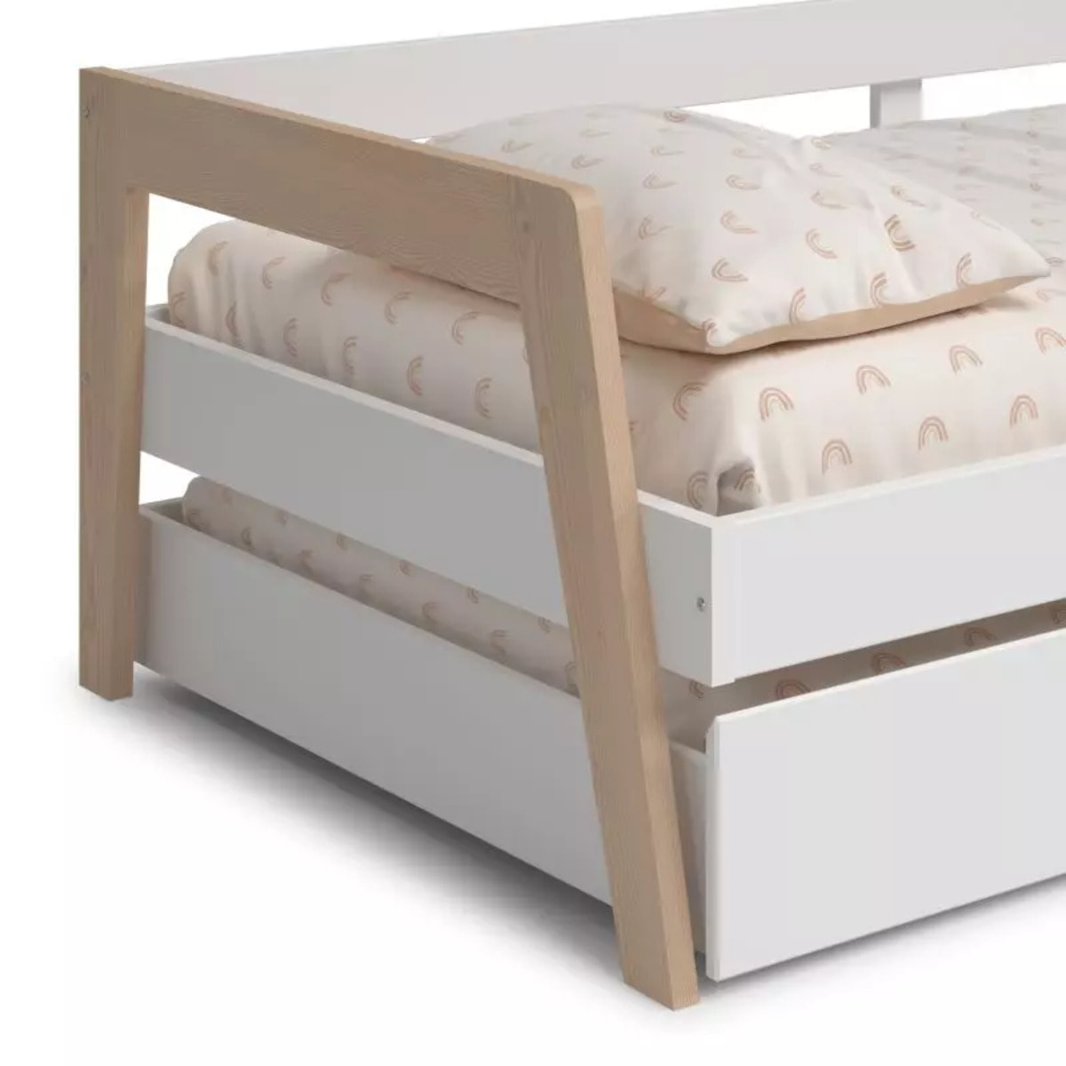 Cama doble juvenil Misty Haze Blanco - Oak Soft