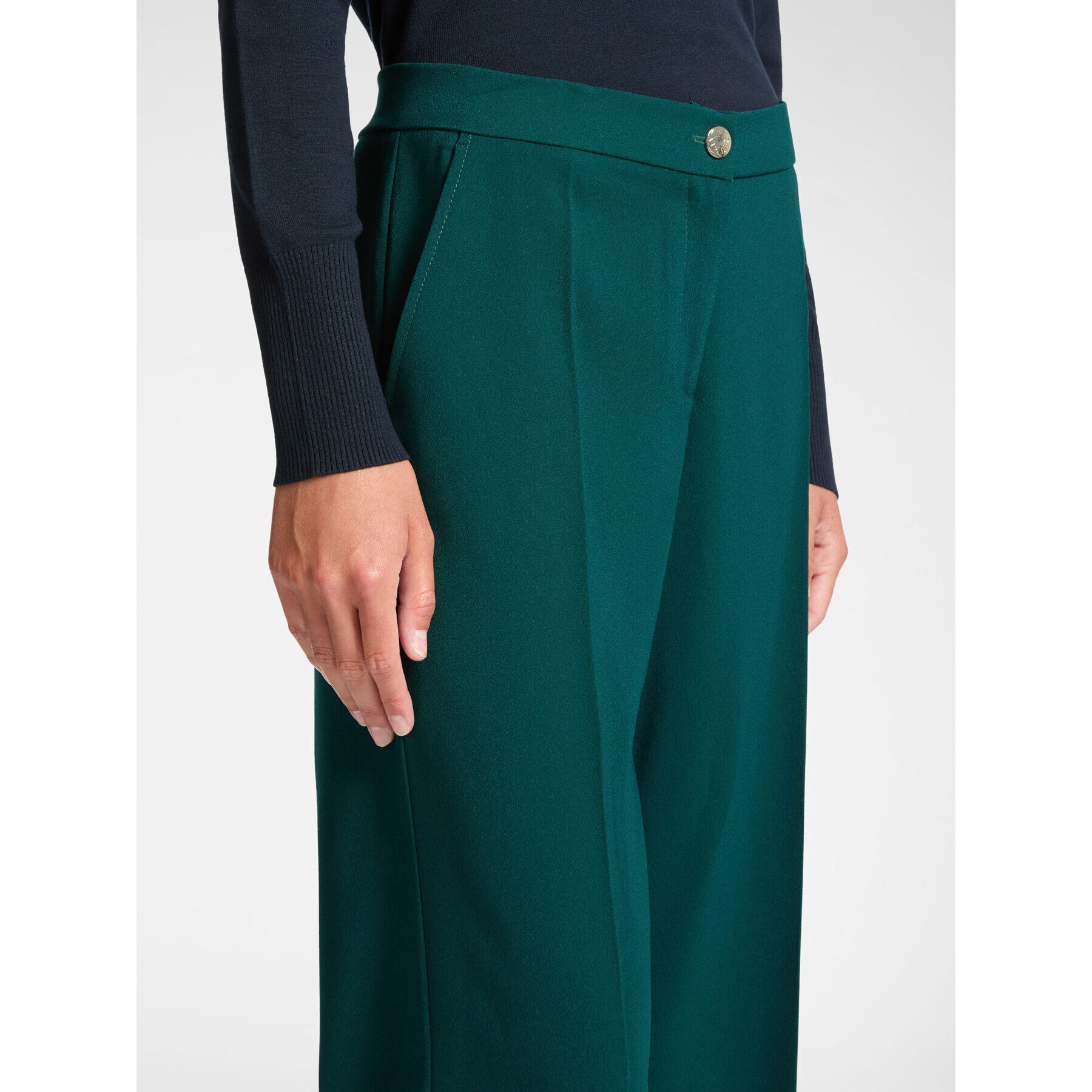 Elena Mirò - Pantaloni in tessuto crêpe stretch - Verde