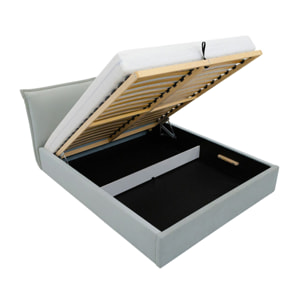 John - lit coffre - 140x200 cm - en velours - sommier inclus - Gris clair