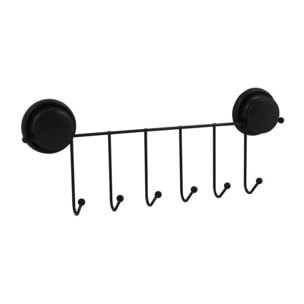 Porte manteaux, patères 4 crochets MEGA VENTOUSES Noir  MSV
