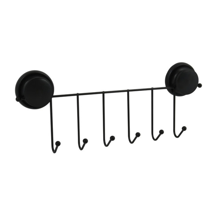 Porte manteaux, patères 4 crochets MEGA VENTOUSES Noir  MSV