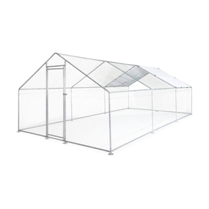 Enclos pour poulailler 18 m² - Babette - Volière en acier galvanisé. bâche de toit imperméable et anti UV. porte avec loquet. enclos pour animaux 3x6m