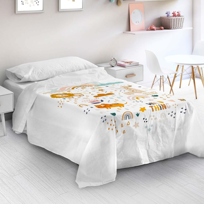 Naturals - Juego de Sábanas Estampadas - Incluye 1 Funda de Almohada + 1 Sábana Bajera - 100% Algodón - Obini