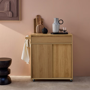 Desserte de cuisine décor bois 1 poignée 1 tiroir 2 portes LINEAR