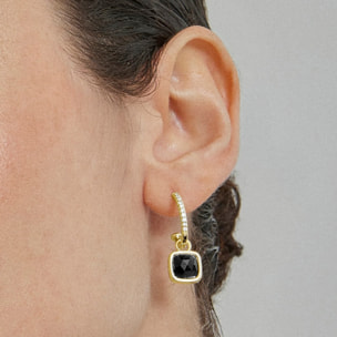 Pendientes de Cristal Azul Oscuro acabados en oro amarillo de 18K