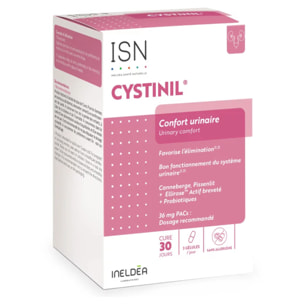 ISN - Cystinil® - Complément alimentaire à base de Cranberry, Pissenlit, Probiotiques - Améliore le confort urinaire - Cure 30 jours