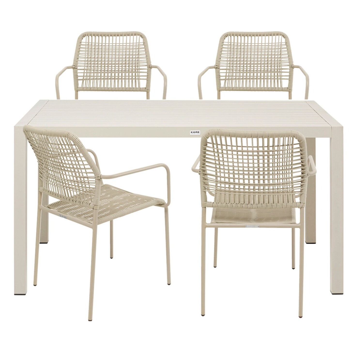 Ensemble de jardin Madagascar table et 4 chaises grises Kare Design