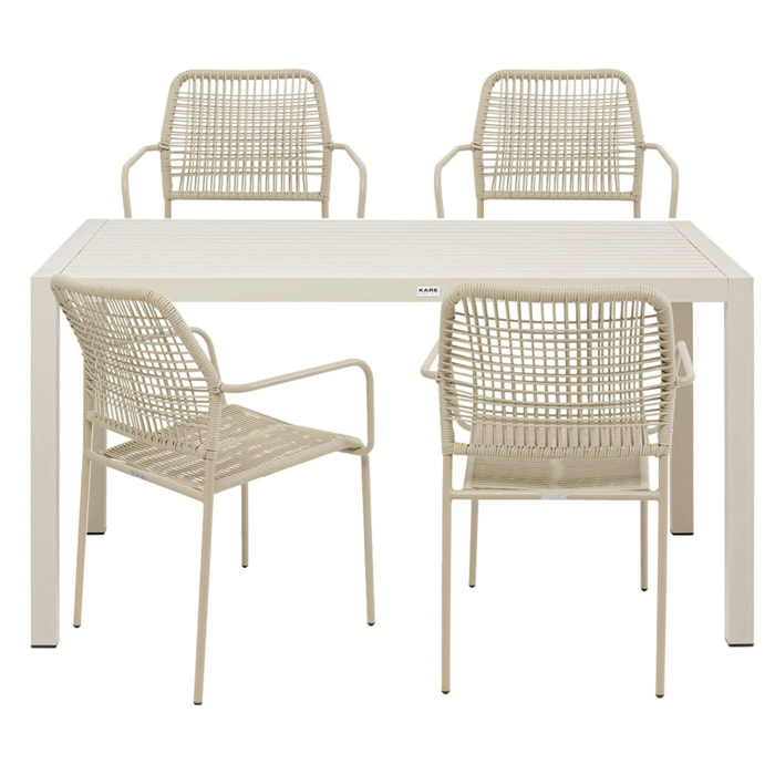 Ensemble de jardin Madagascar table et 4 chaises grises Kare Design