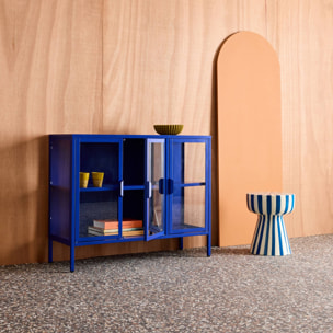 Buffet industriel métal et verre trempé 3 portes 100cm ARKANSAS