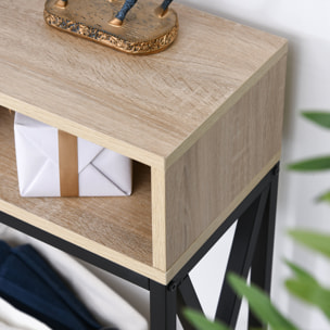 Mesa Consola Mueble para Recibidor con 2 Compartimientos y Estante Consola para Recibidor Entrada Pasillo 120x23,5x75 cm Roble y Negro