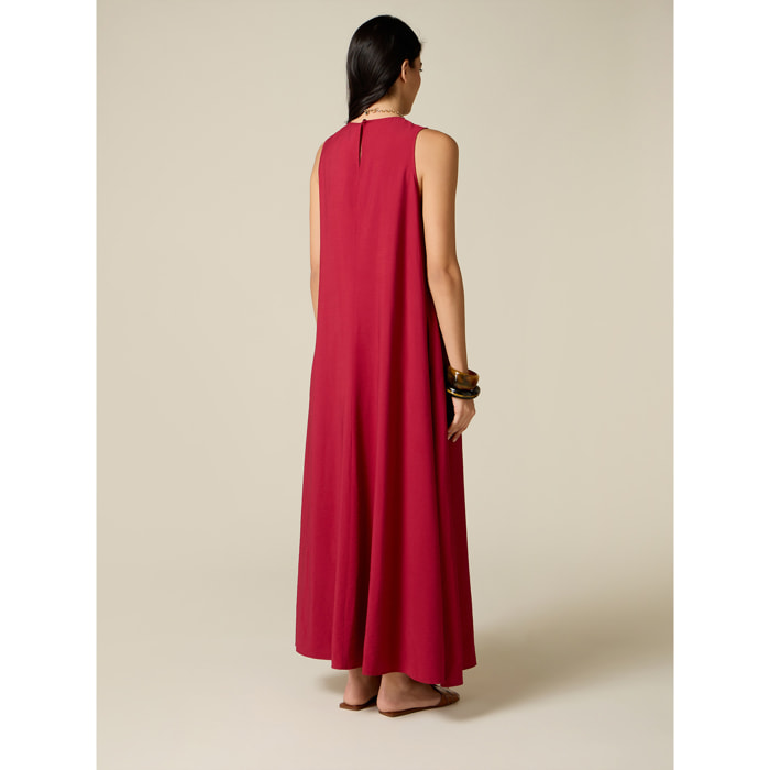 Oltre - Vestido largo mezcla viscosa - Rojo