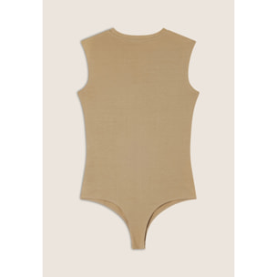 Body senza maniche in jersey stretch con logo strass