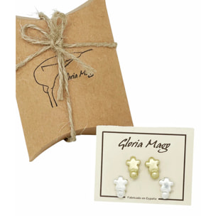 Pack de pendientes flor mini en plata 10µ y dorado