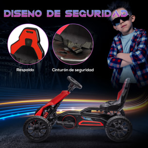 Go Kart Coche Eléctrico para Niños de 3 a 8 Años Kart con Batería 12V Velocidad Ajustable 3-5km/h y Cinturón de Seguridad Carga 30 kg para Exterior 100x58x58,5 cm Rojo