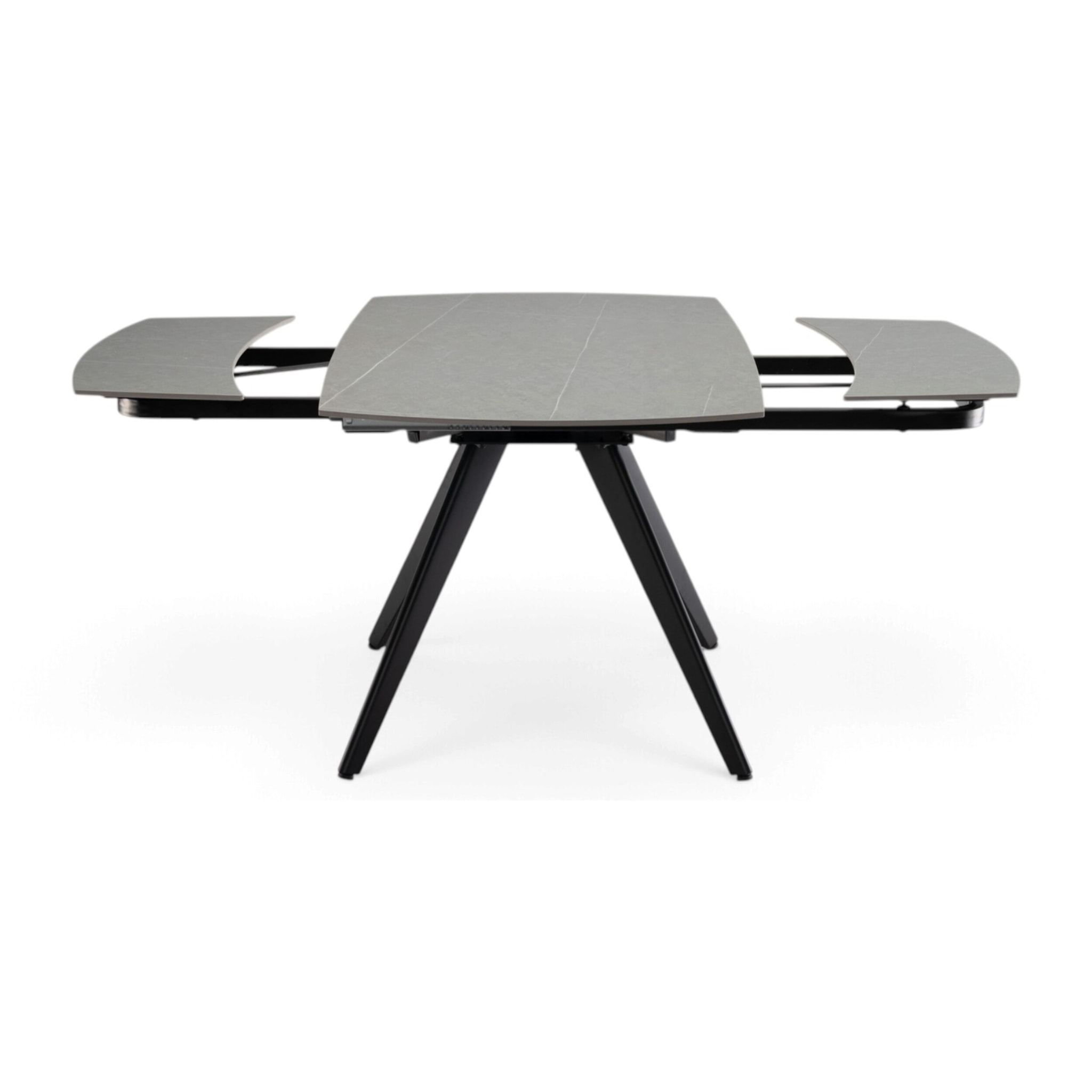 Tavolo allungabile LAVEZZI in ceramica, finitura pietra grigio e gambe in metallo nere - 120×80x78 – 180×80x75 cm