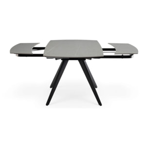 Tavolo allungabile LAVEZZI in ceramica, finitura pietra grigio e gambe in metallo nere - 120×80x78 – 180×80x75 cm