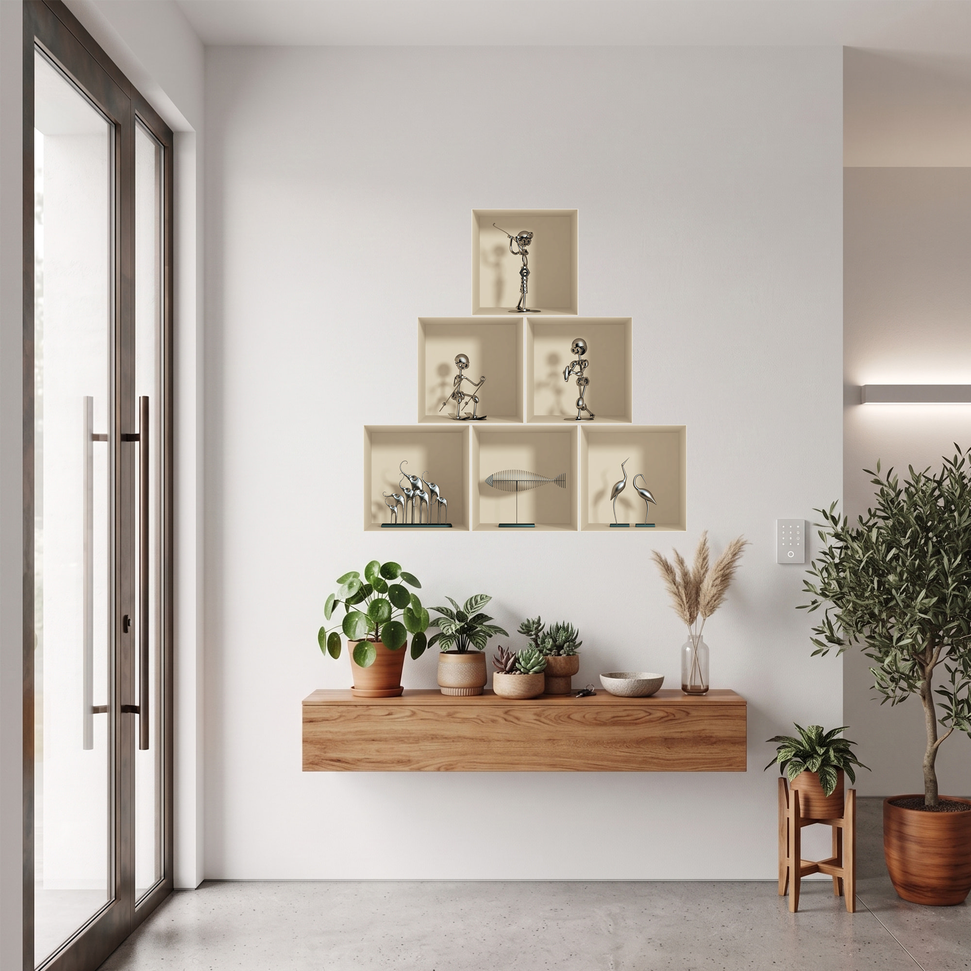 Stickers muraux 3D | Sticker Mural Autocollant effet 3D Postures design en aluminium - Stickers adhésifs 3D Chambre Salon Trompe l'oeil