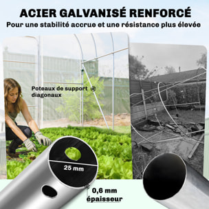 Serre tunnel jardin 12 m² - 2 portes - acier galvanisé - bâche transparente