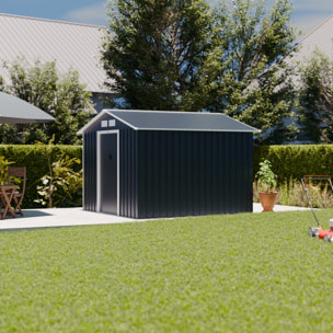 Abri de jardin en métal - Calaisis - 7.06m² gris anthracite et blanc - Cabane à outils avec deux portes coulissantes. kit de fixation sol inclus. maison de rangement. remise