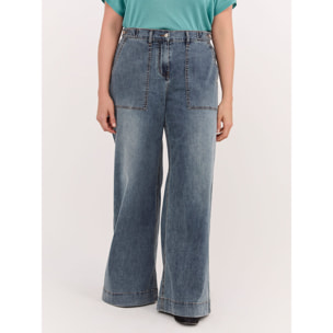 Fiorella Rubino - Jeans Wide Leg con maxi tasche - Blu