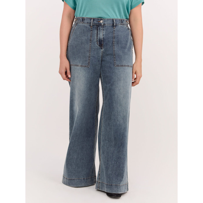 Fiorella Rubino - Jeans Wide Leg con maxi tasche - Blu