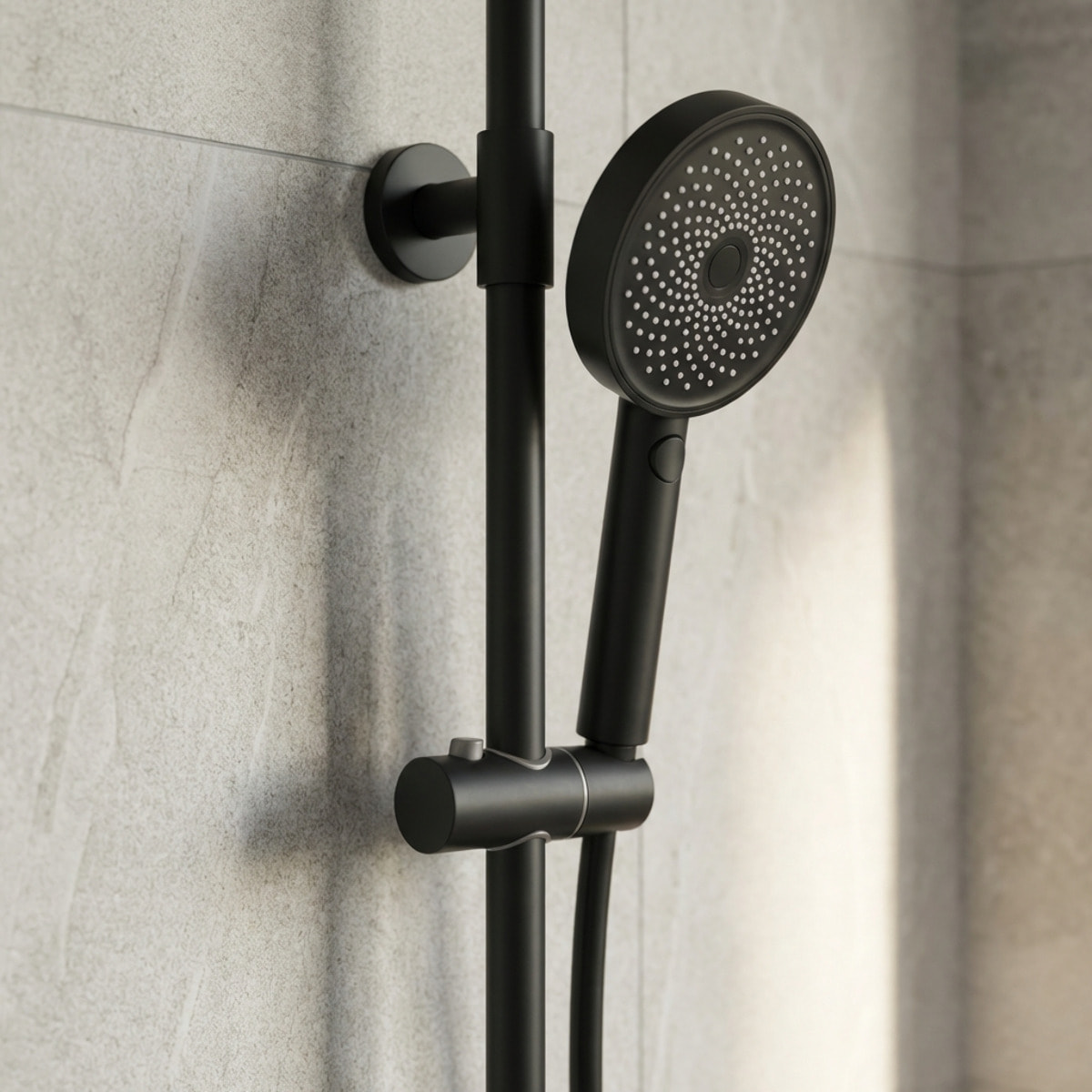 Colonne de douche XXL 250 avec mitigeur thermostatique, Douchette 3 jets, noir mat (SATSSTKEC)