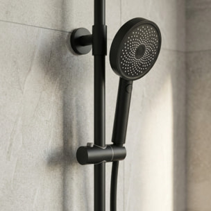 Colonne de douche XXL 250 avec mitigeur thermostatique, Douchette 3 jets, noir mat (SATSSTKEC)