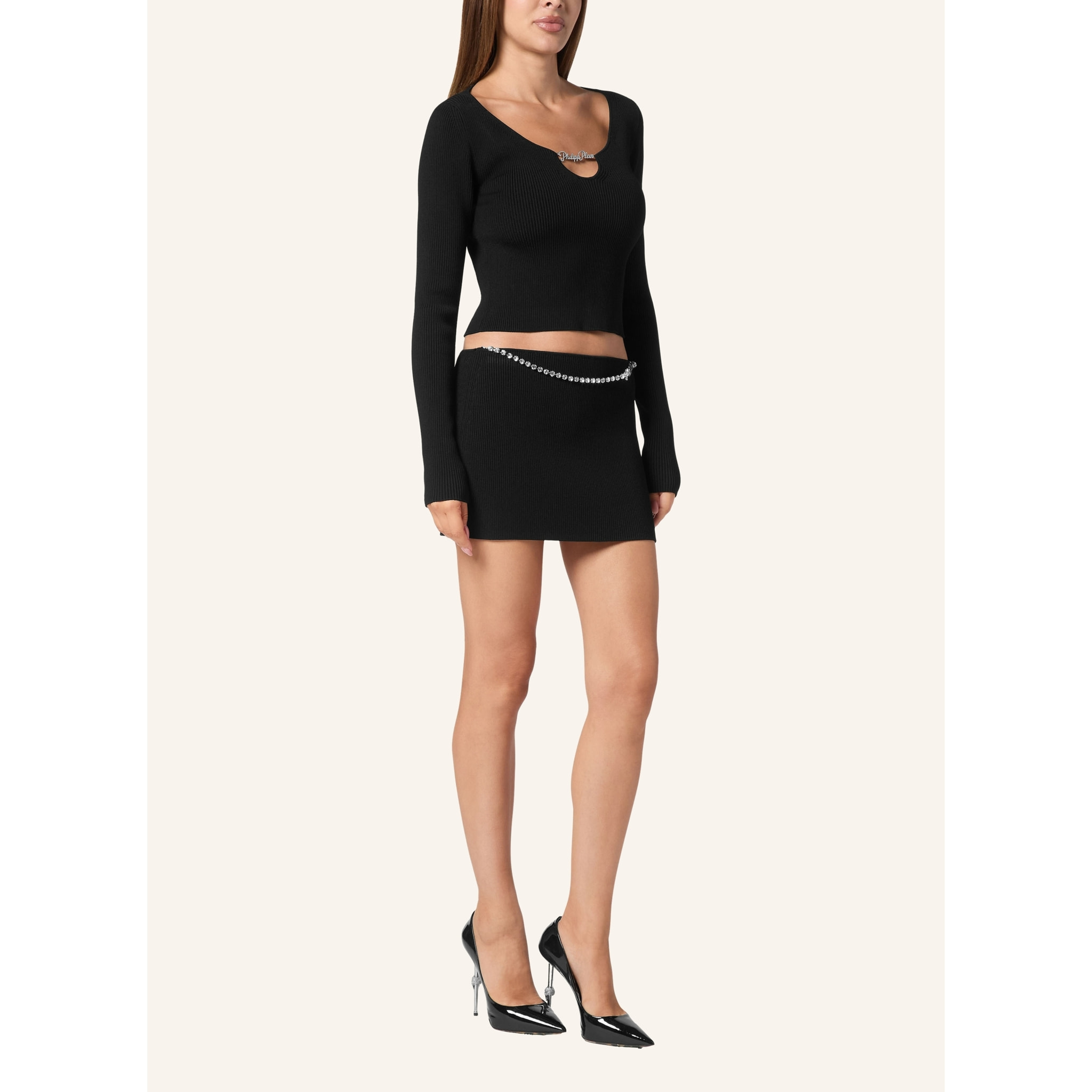 PHILIPP PLEIN Knit Short Skirt SIGNATURE