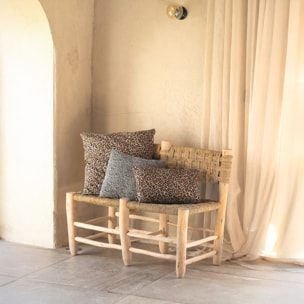 Tissu jacquard ameublement  motif panthère - Ecru