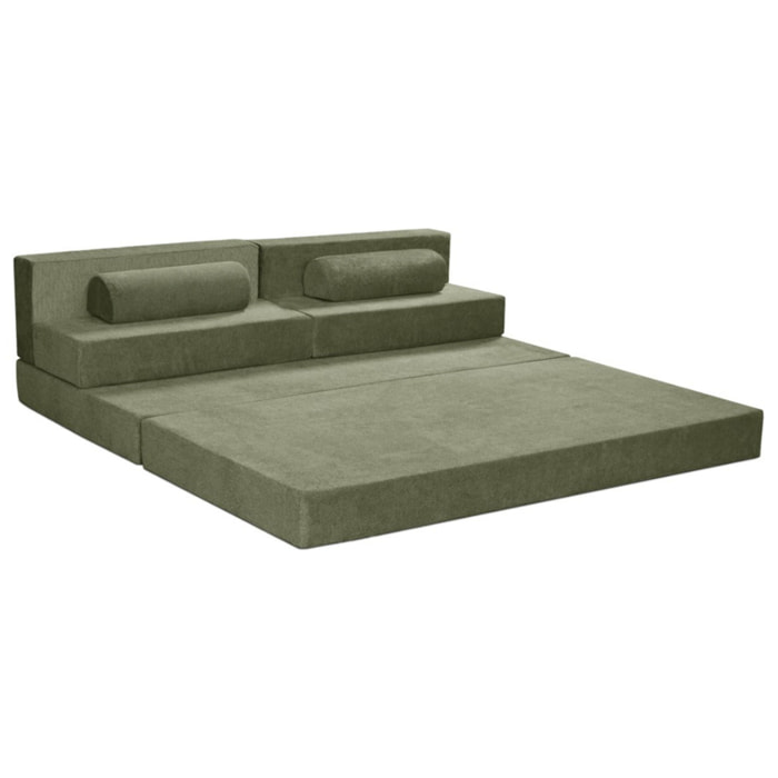 Astral - Canapé 3 places convertible en velours texturé - Vert