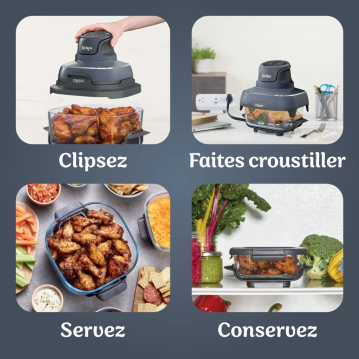 Friteuse sans huile NINJA CRISPi 4-in-1 Gris Cyber Space FN101EUGY