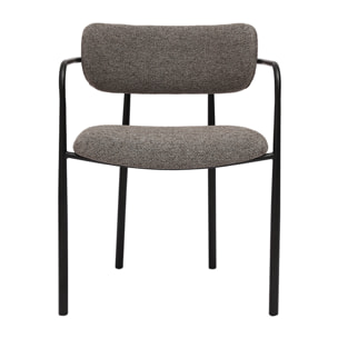 Chaises en tissu texturé taupe et métal noir (lot de 2) SWIFT