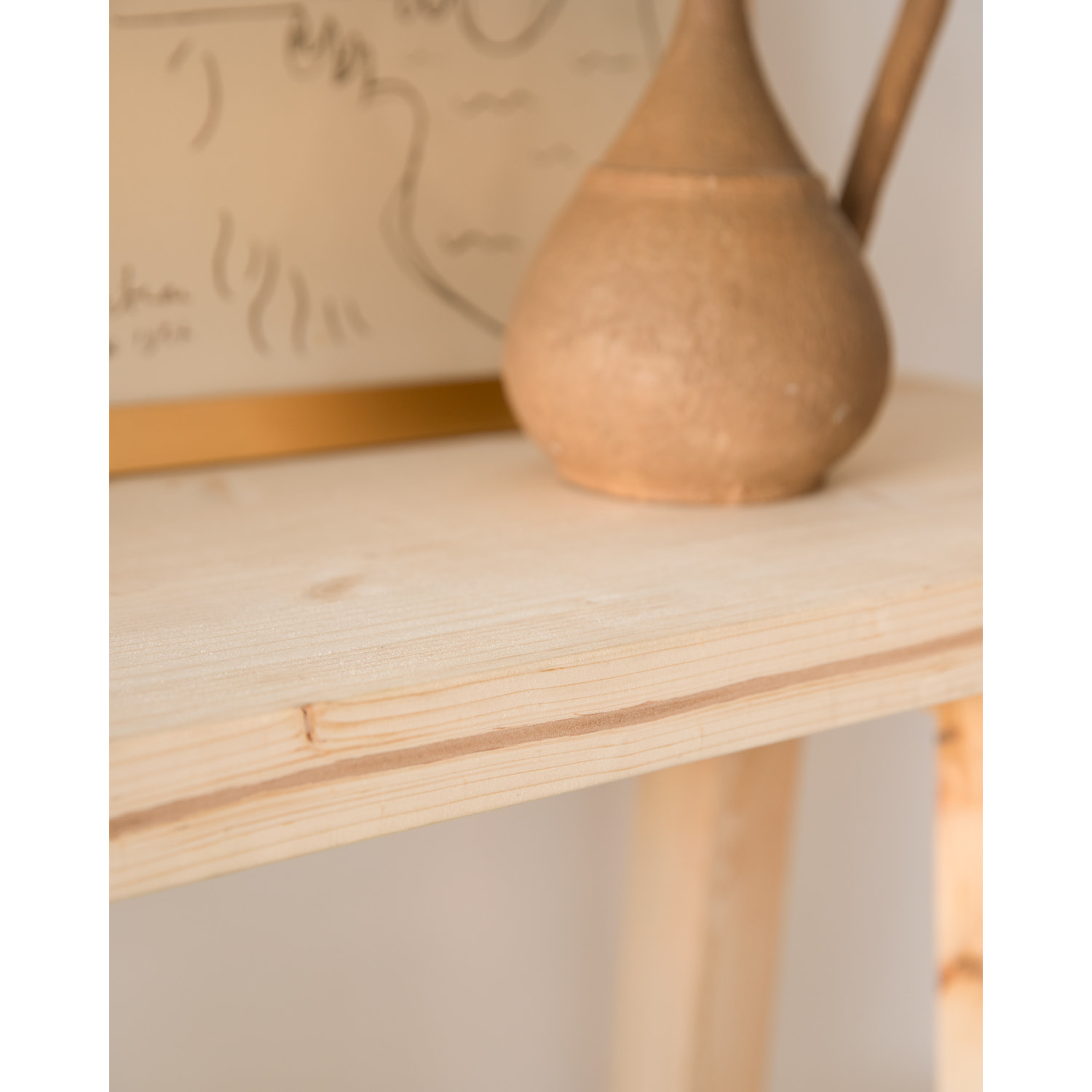Console en bois massif couleur naturel de 100x80cm Hauteur: 80 Longueur: 100 Largeur: 35