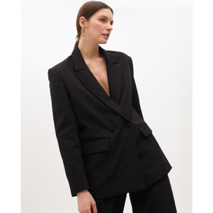 Blazer dritto doppiopetto con strass