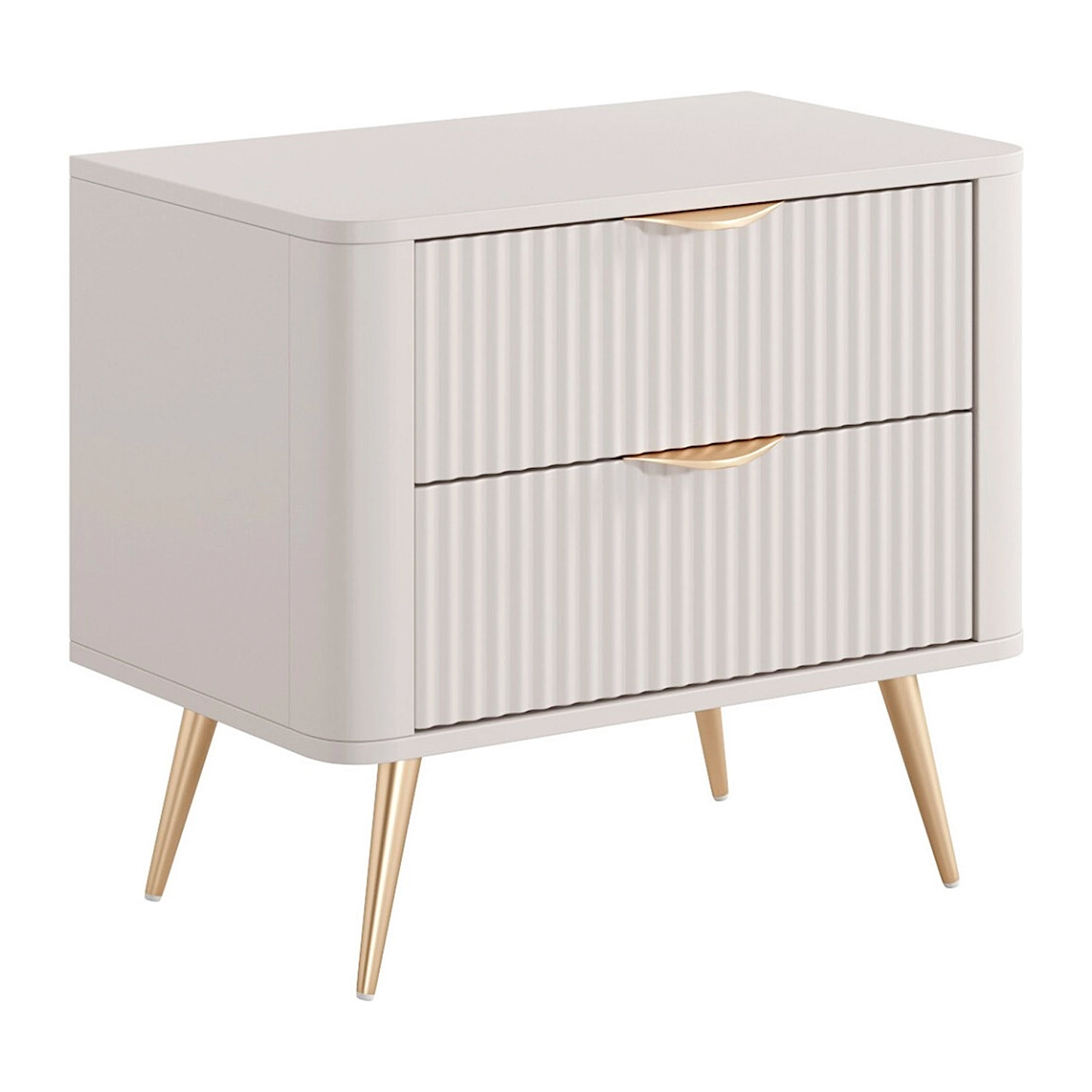Comodino Moderno Con 2 Cassetti Con Piedini Alti Zona Notte 63,2 x 38 x 55,3 cm Beige