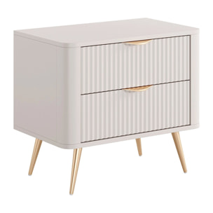 Comodino Moderno Con 2 Cassetti Con Piedini Alti Zona Notte 63,2 x 38 x 55,3 cm Beige