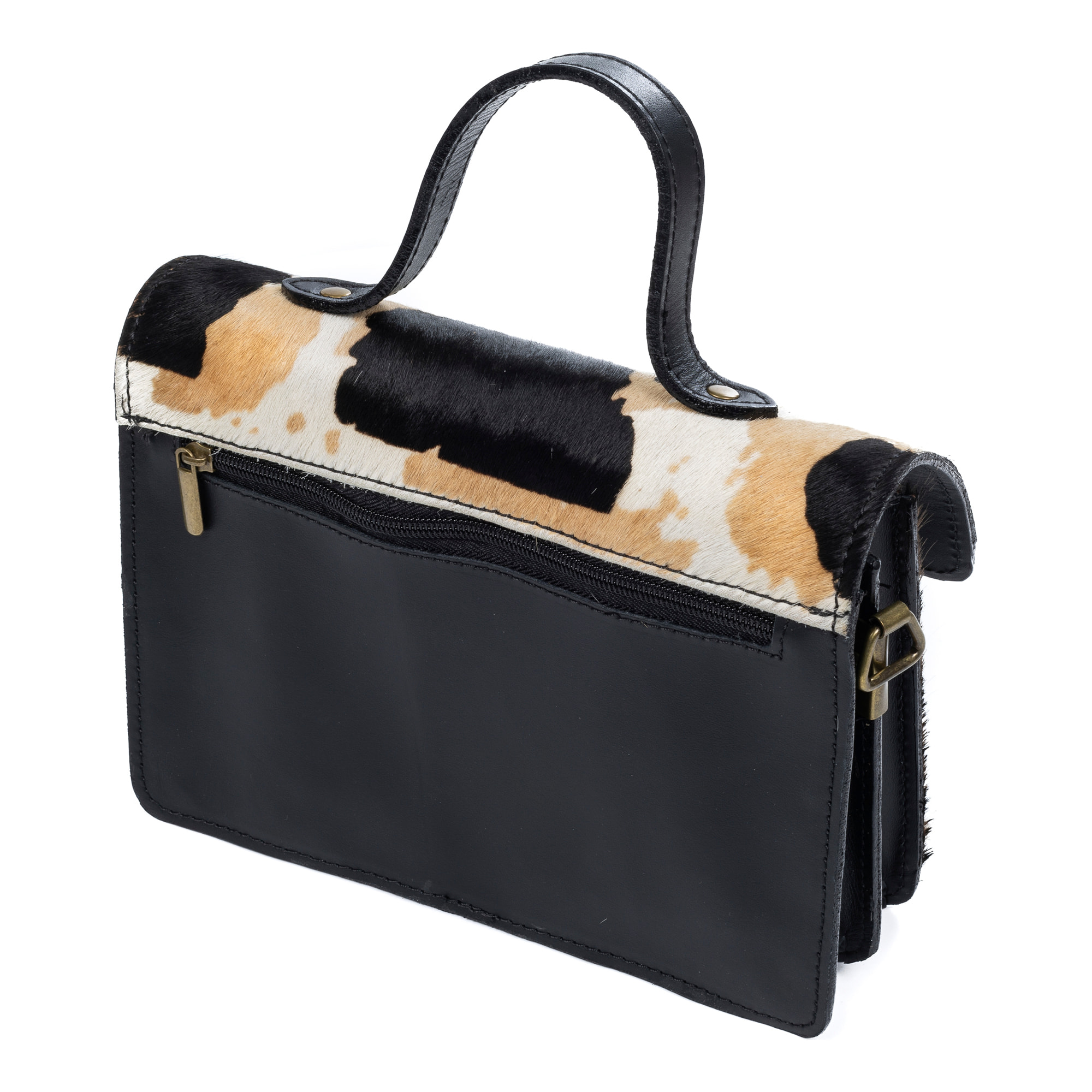 Assoro borsa a tracolla con doppia fibbia, pelle autentica Cavallino stampata.