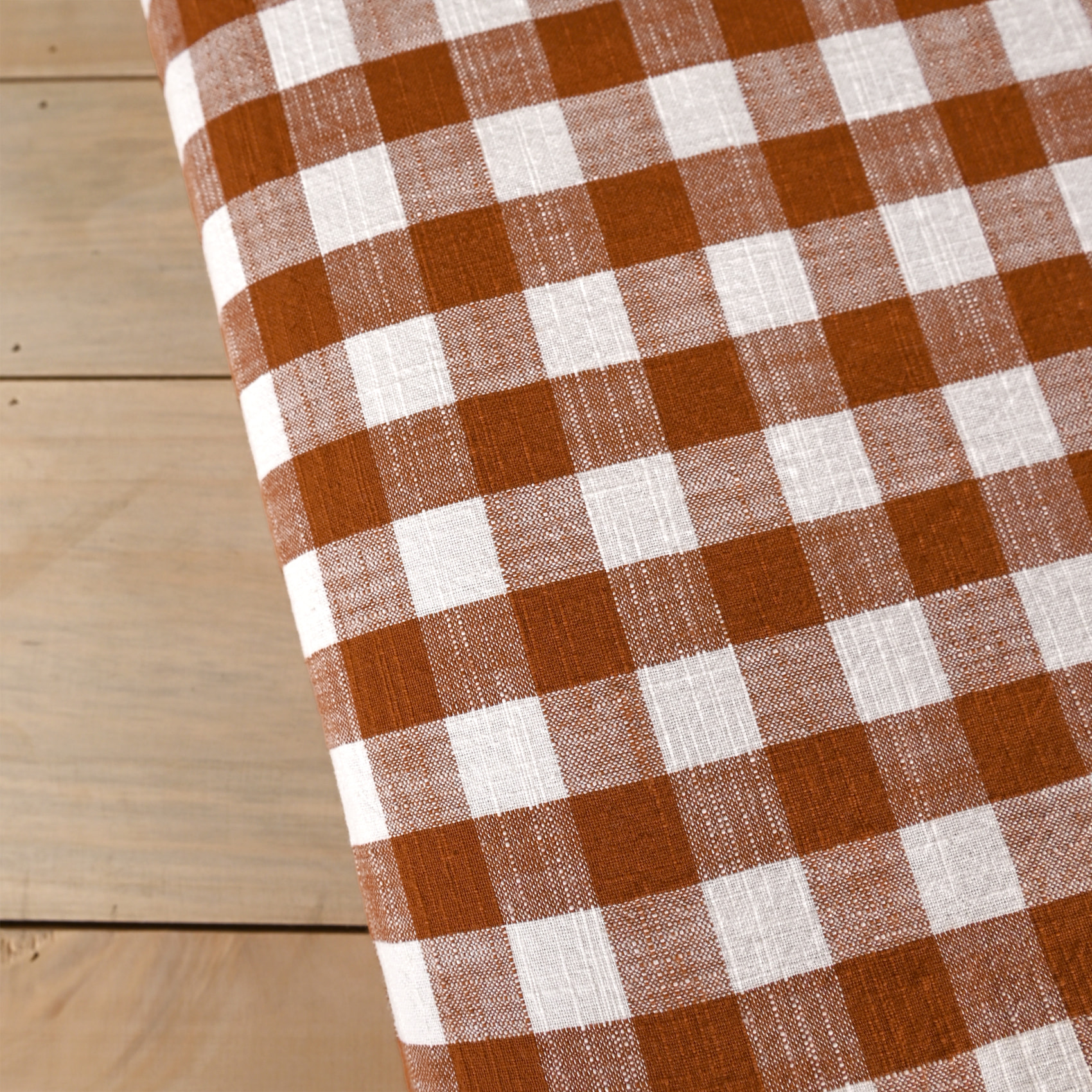 Édredon réversible coton flammé motifs rayures et vichy LOURMARIN - Terracotta