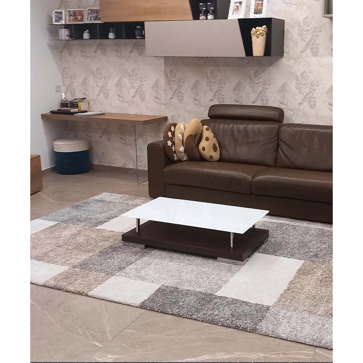 Tappeto Disegno Geometrico Soggiorno Salotto Grigio Tortora Beige