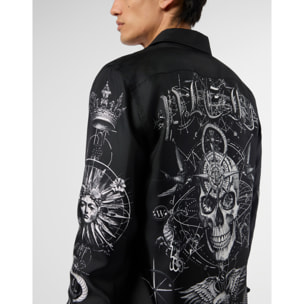 PHILIPP PLEIN Silk Shirt All-Over Tattoo