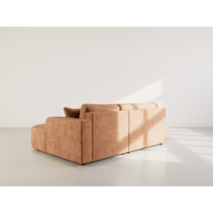 Miro - Canapé d'angle droit 4 places convertible avec coffre en velours texturé - Rouille