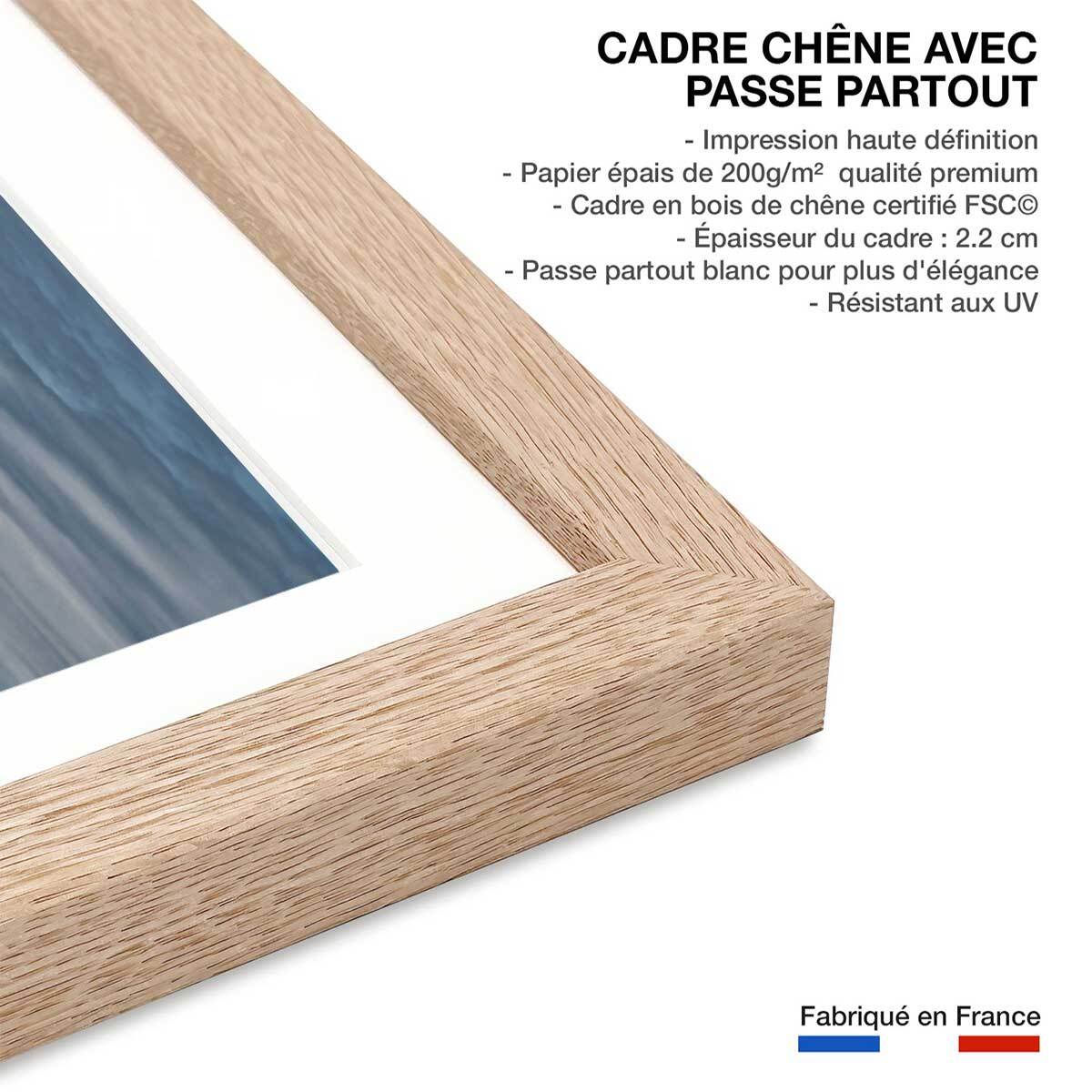 Poster deco toiles de plage Affiche sous cadre bois
