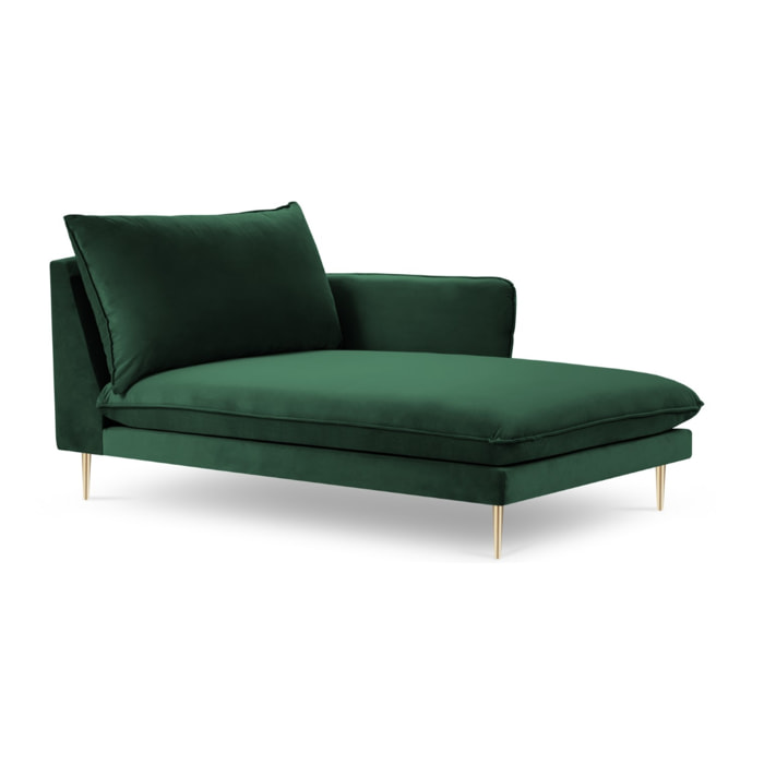 Méridienne droite "Vienna" en velours vert bouteille