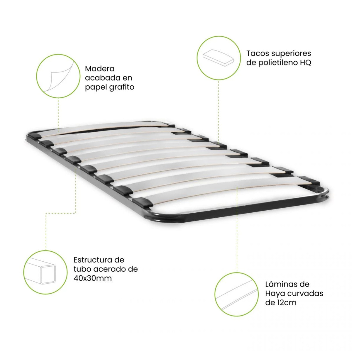 Somier láminas RX Graphite - Sin patas