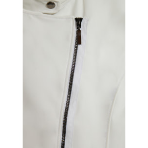 Giacca chiodo da donna in tessuto coated effetto pelle