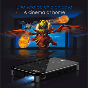 Mini videoproiettore portatile LED P09 II, DLP. Android 9.0, Wi-Fi, pannello touch. Batteria ricaricabile. Clonazione schermo. Netflix, YouTube, ecc.